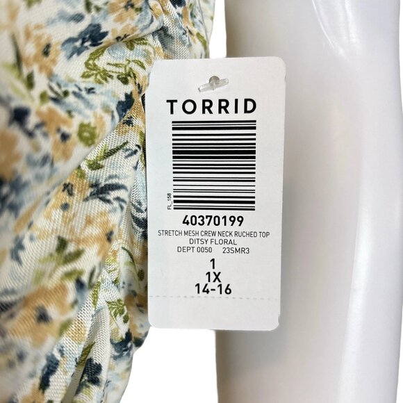 New Torrid Floral Ditsy Ruched Stretch Sheer Top Multicolor Size 1 / 1X / 14-16 - Picture 7 of 11